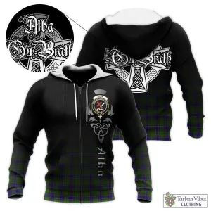 Adam Tartan Knitted Hoodie Featuring Alba Gu Brath Family Crest Celtic Inspired