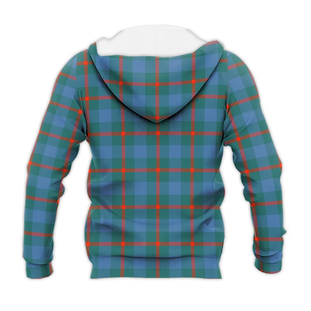 Agnew Ancient Tartan Knitted Hoodie with Family Crest