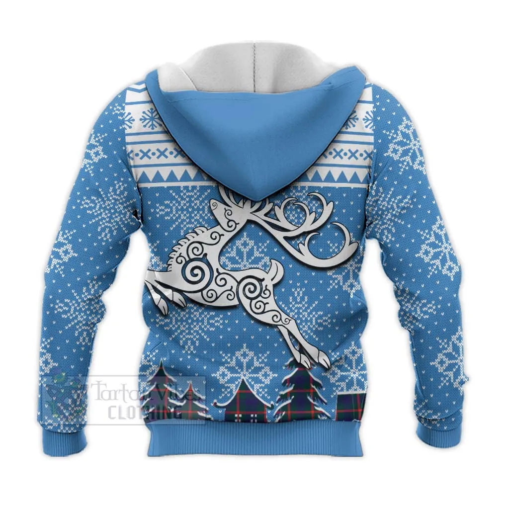 Agnew Clan Christmas Knitted Hoodie Celtic Reindeer Style