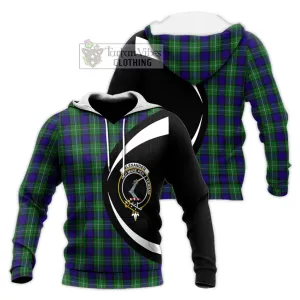 Alexander Tartan Knitted Hoodie with Family Crest Circle Style