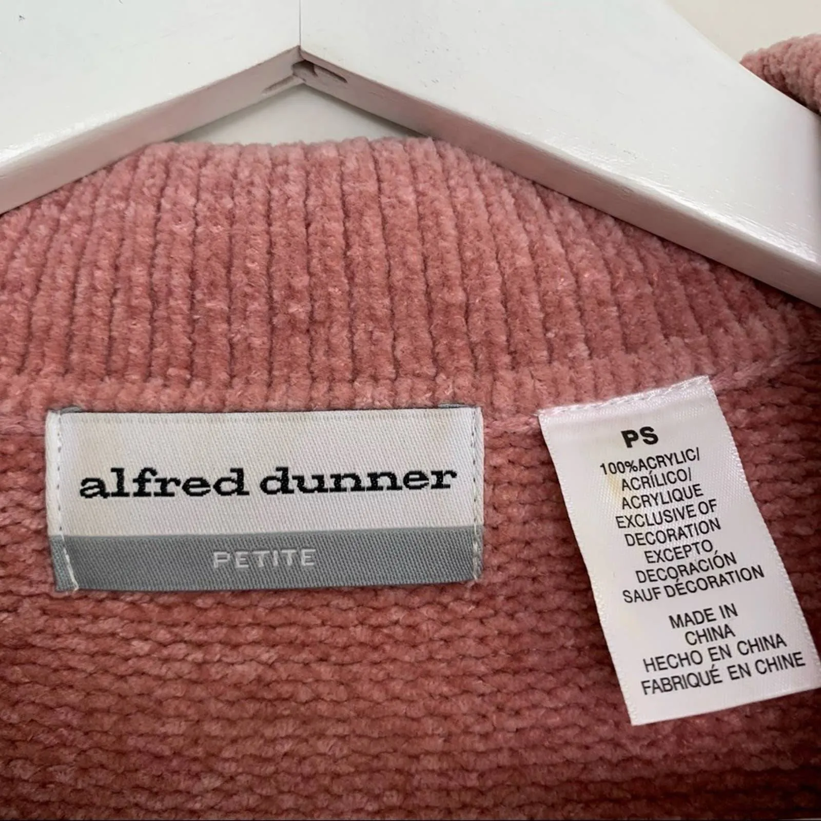 Alfred Dunner Pink Chenille Pullover Sweater Collared Collar Floral SP