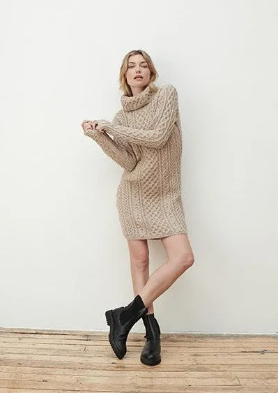 Aran Cowl Neck Dress | Oatmeal