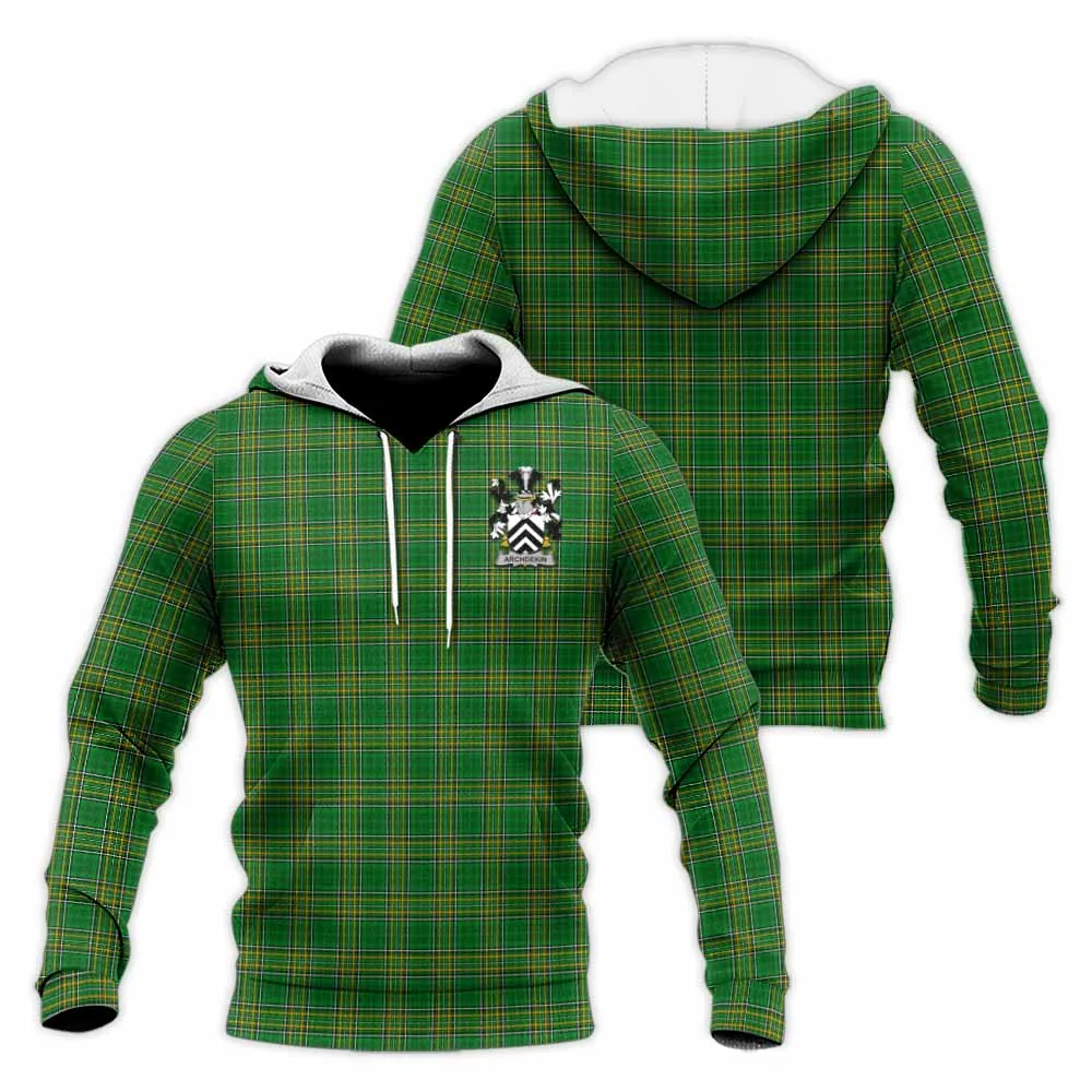 Archdekin Irish Clan Tartan Knitted Hoodie with Coat of Arms