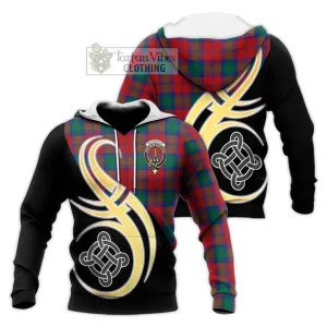 Auchinleck (Affleck) Tartan Knitted Hoodie with Family Crest and Celtic Symbol Style