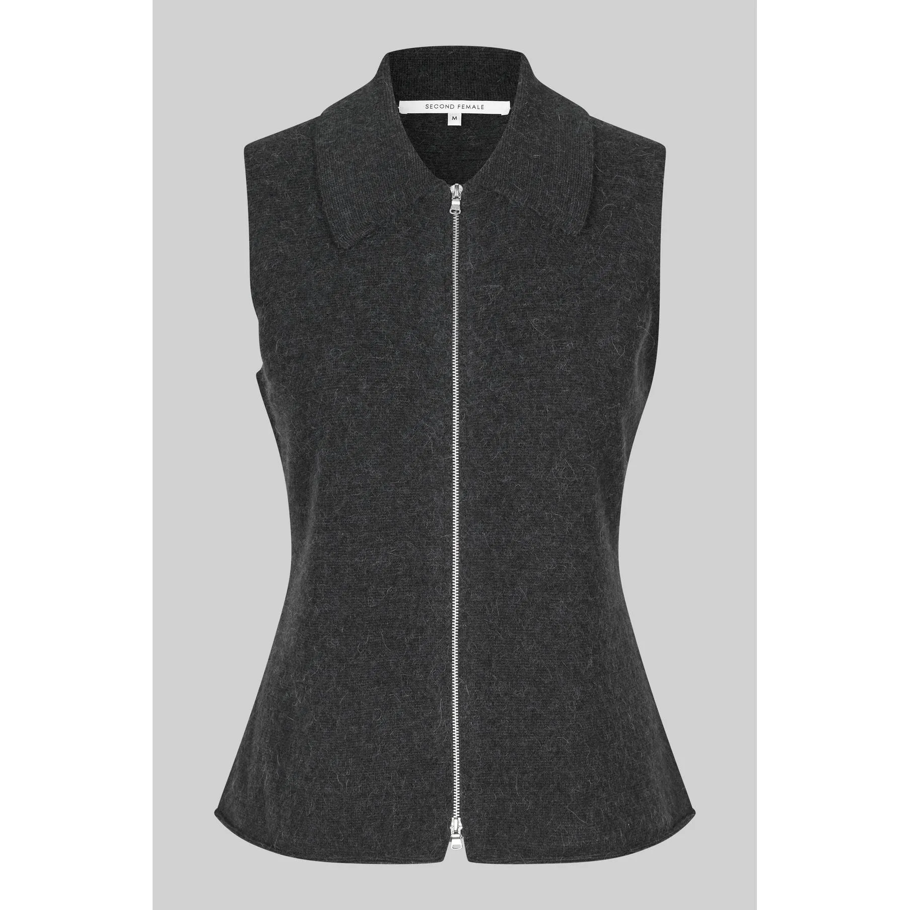 Aware Knitted Zip Waistcoat Dark Grey Melange