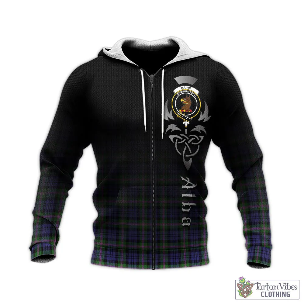 Baird Modern Tartan Knitted Hoodie Featuring Alba Gu Brath Family Crest Celtic Inspired