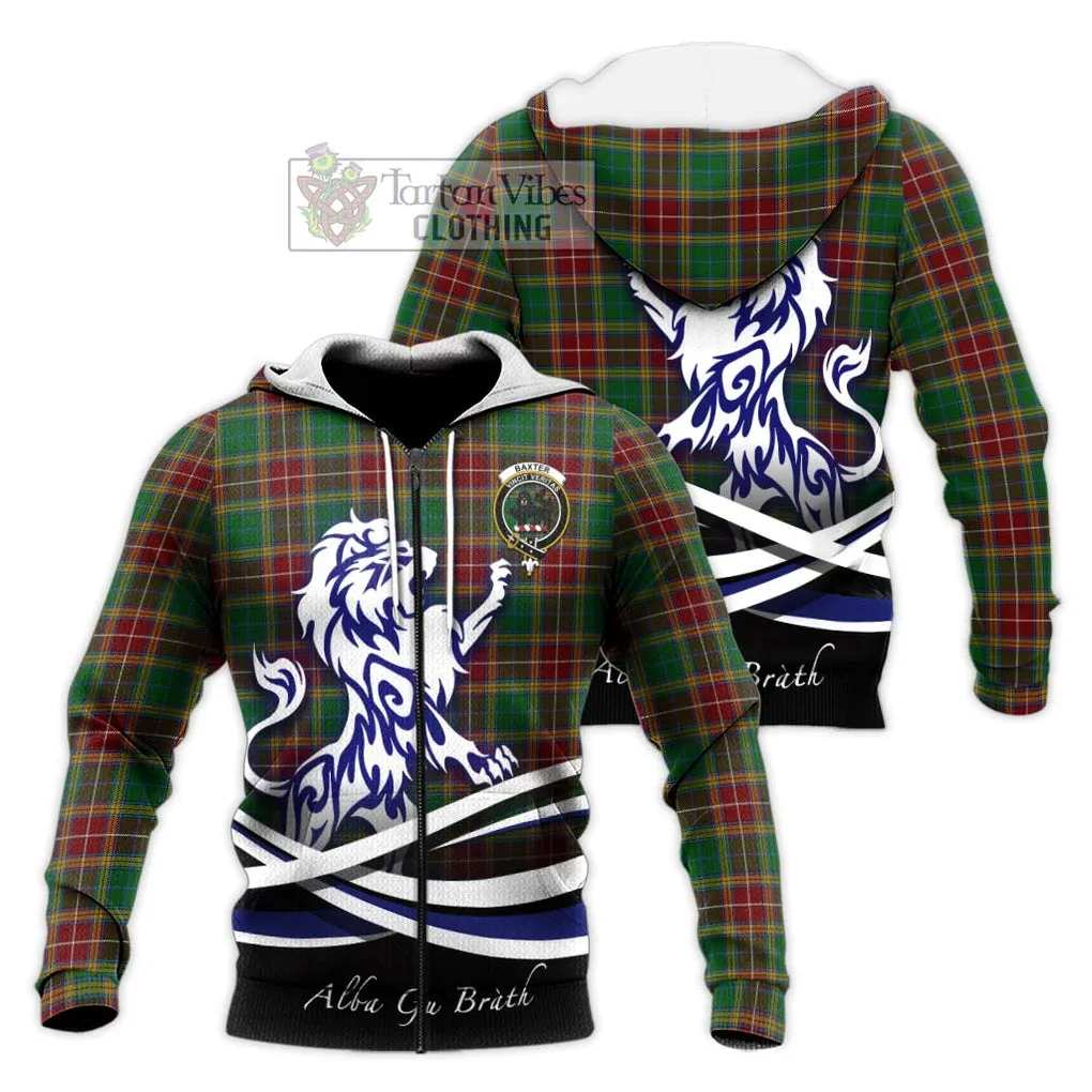 Baxter Tartan Knitted Hoodie with Alba Gu Brath Regal Lion Emblem