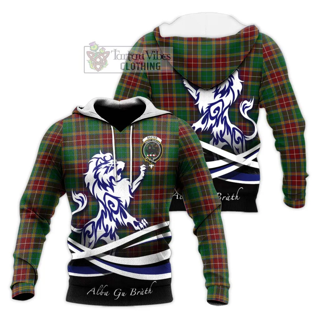 Baxter Tartan Knitted Hoodie with Alba Gu Brath Regal Lion Emblem