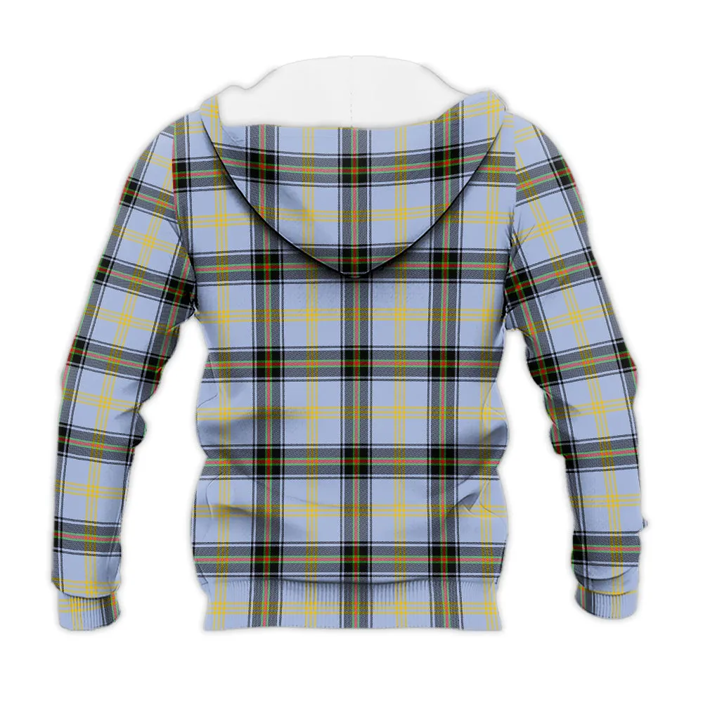 Bell Tartan Knitted Hoodie with Family Crest