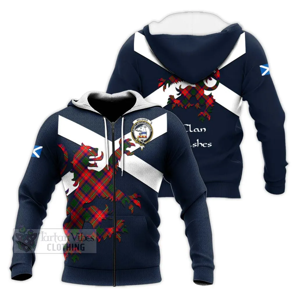 Belshes (Belsches) Tartan Lion Rampant Knitted Hoodie Proudly Display Your Heritage with Alba Gu Brath and Clan Name