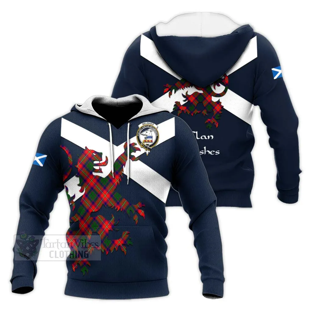 Belshes (Belsches) Tartan Lion Rampant Knitted Hoodie Proudly Display Your Heritage with Alba Gu Brath and Clan Name