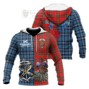 Binning Tartan Knitted Hoodie Happy St. Andrew's Day Half Tartan Style