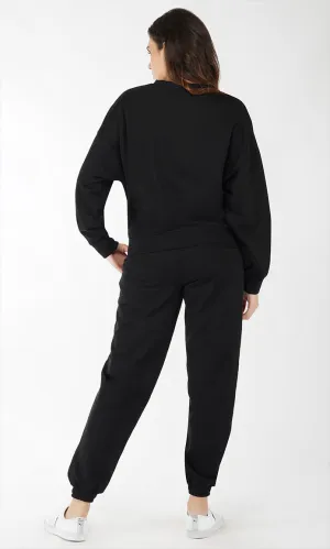 Black Oversized Sweatshirt and Joggers Set