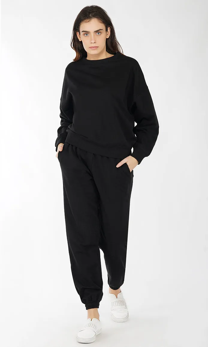 Black Oversized Sweatshirt and Joggers Set