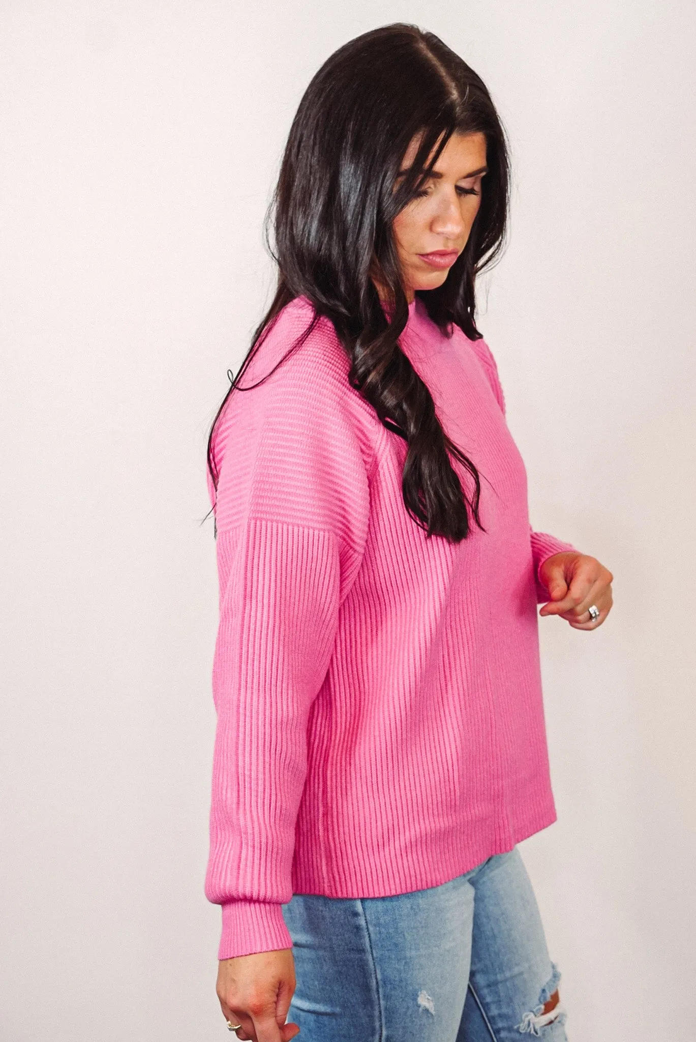 Blissfully Cozy Pink Ribbed Sweater