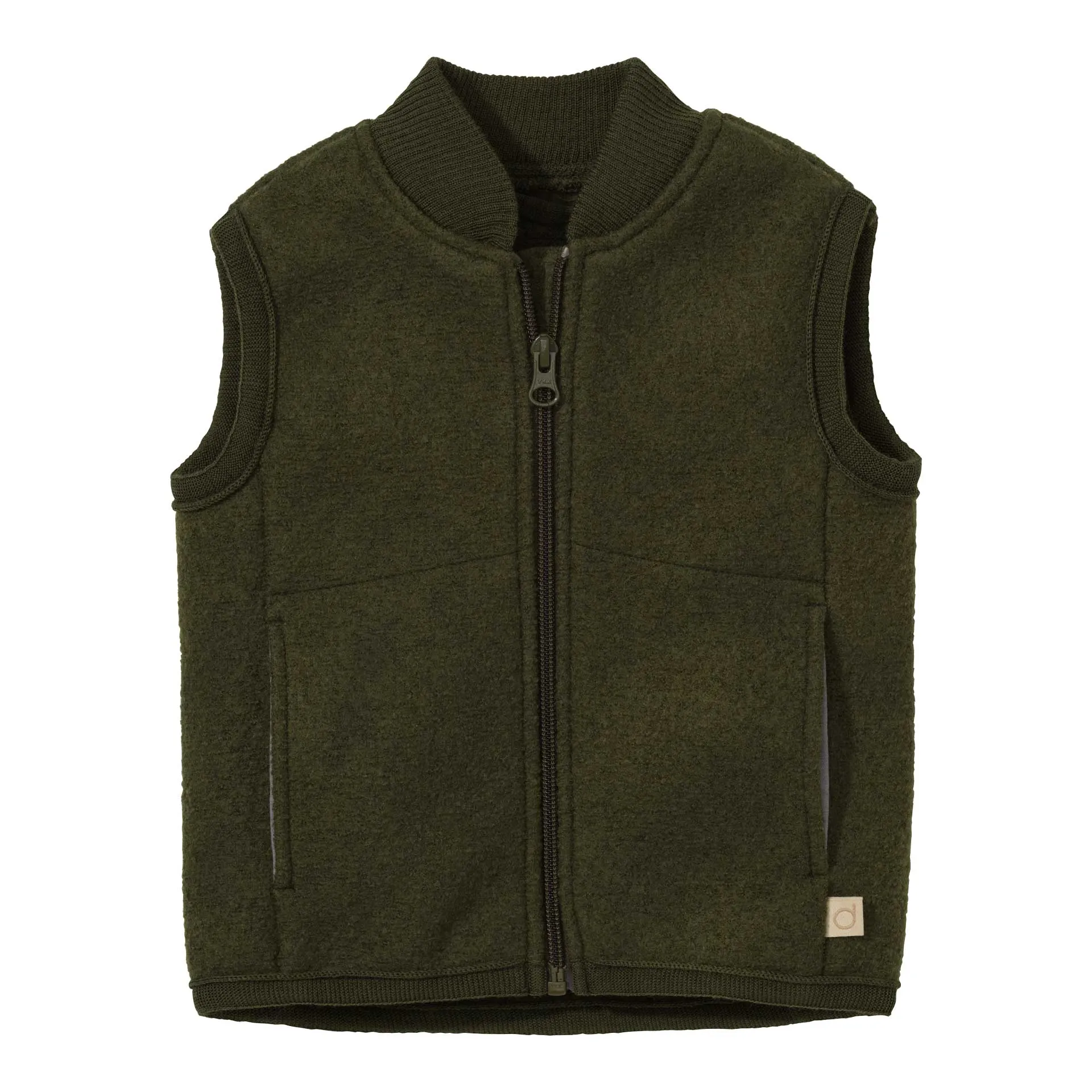 Boiled Wool Vest - olive