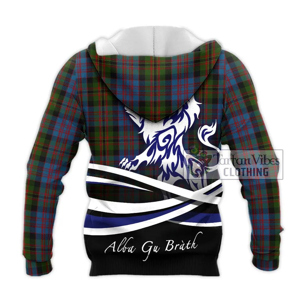 Bowie Tartan Knitted Hoodie with Alba Gu Brath Regal Lion Emblem