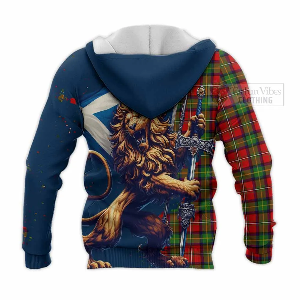 Boyd Tartan Family Crest Knitted Hoodie with Scottish Majestic Lion