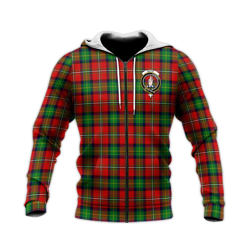 Boyd Tartan Knitted Hoodie with Family Crest