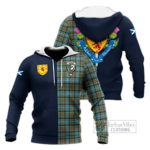 Brisbane Tartan Knitted Hoodie Alba with Scottish Lion Royal Arm Half Style