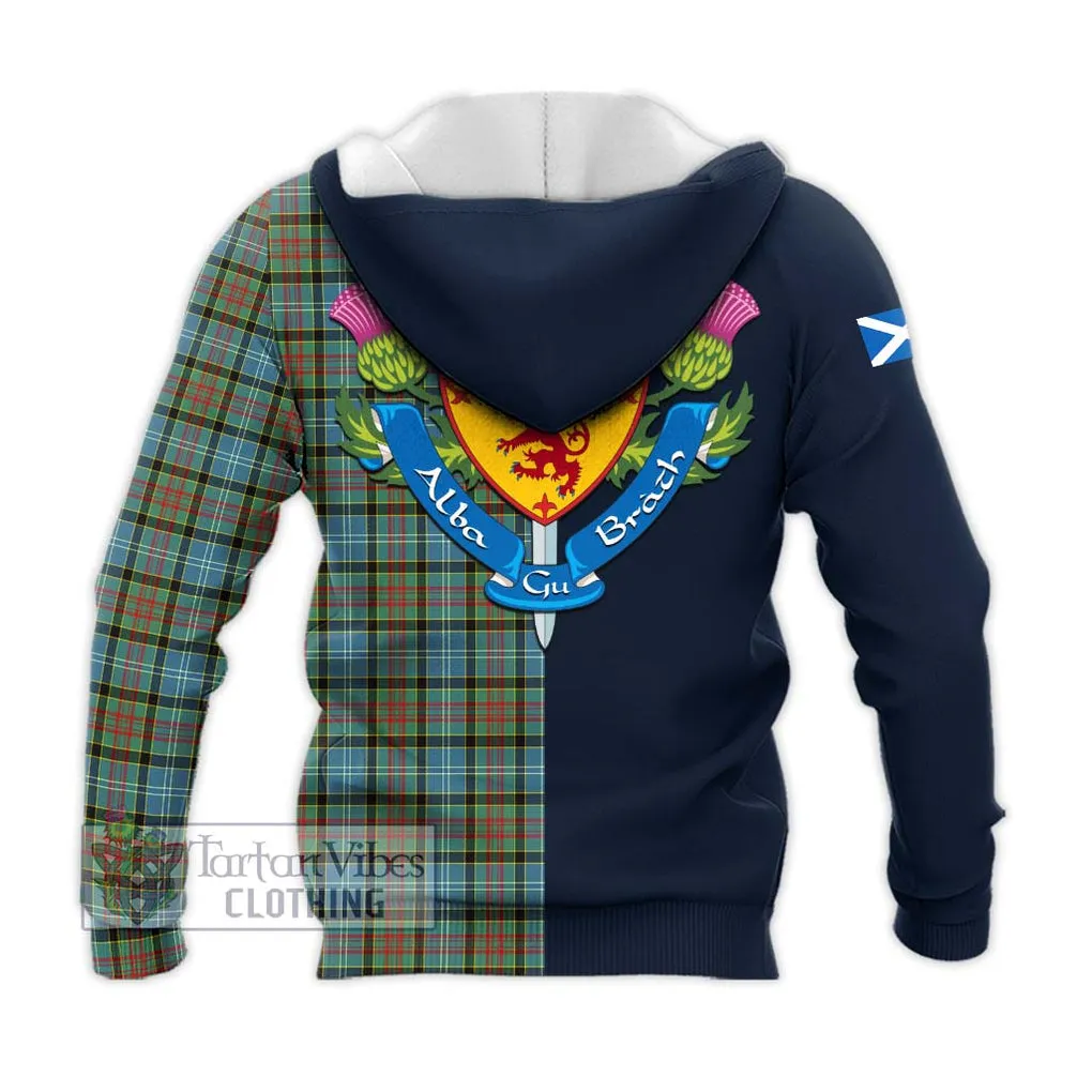 Brisbane Tartan Knitted Hoodie Alba with Scottish Lion Royal Arm Half Style