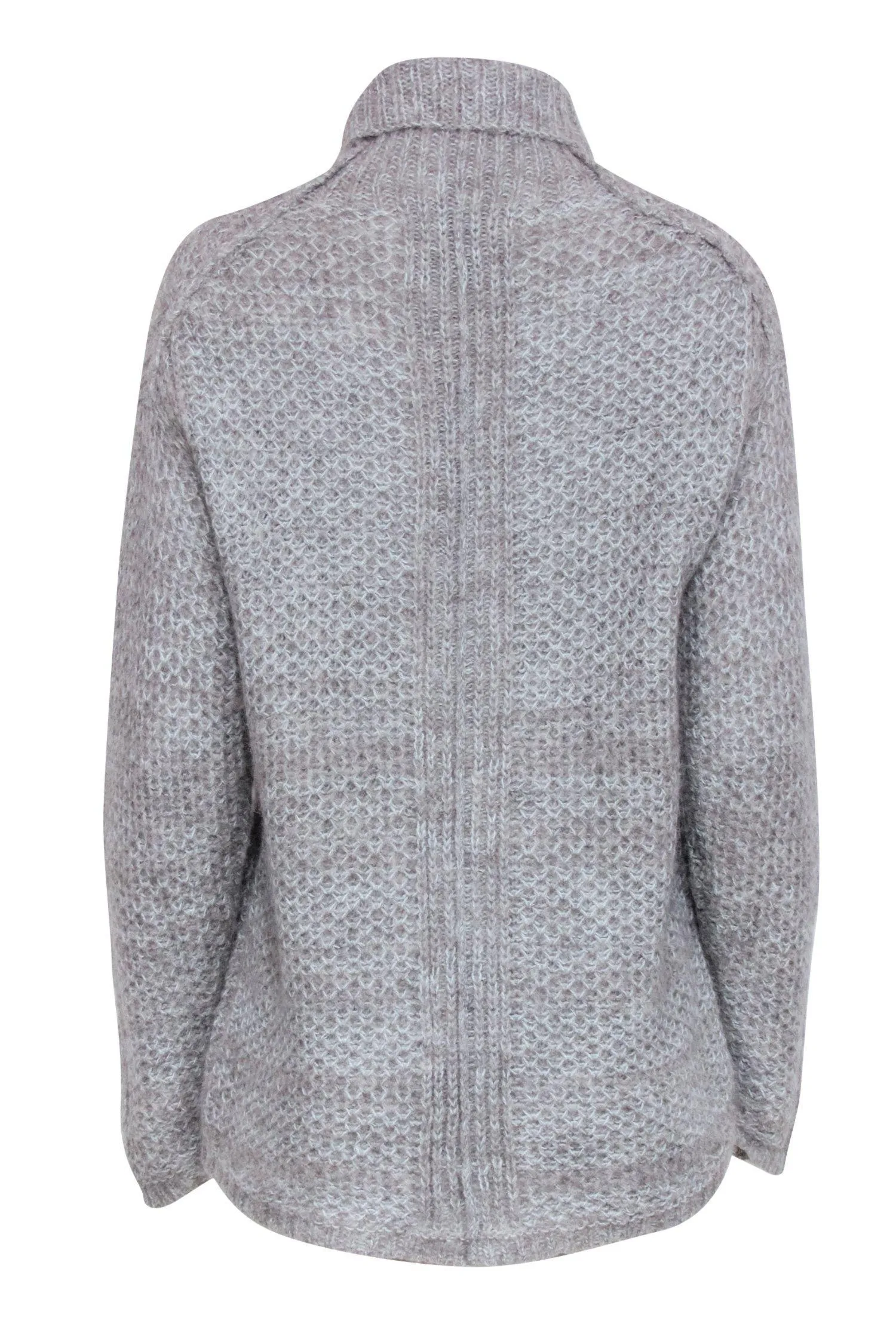 Brochu Walker - Grey & Light Blue Chunky Knit Alpaca Turtleneck Sweater