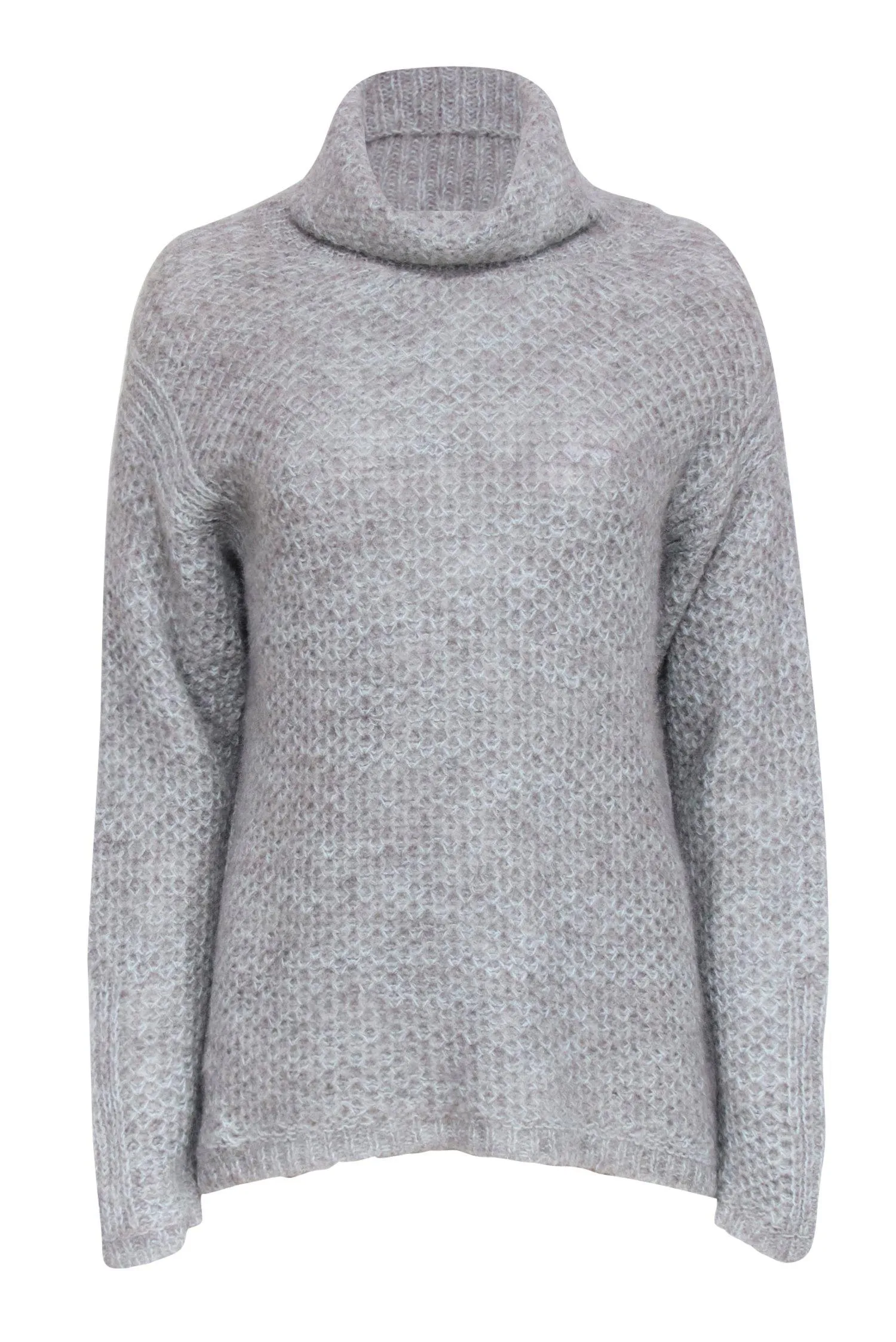 Brochu Walker - Grey & Light Blue Chunky Knit Alpaca Turtleneck Sweater