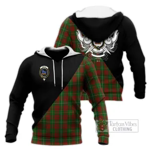 Bruce Hunting Tartan Knitted Hoodie with Family Crest and Military Logo Style