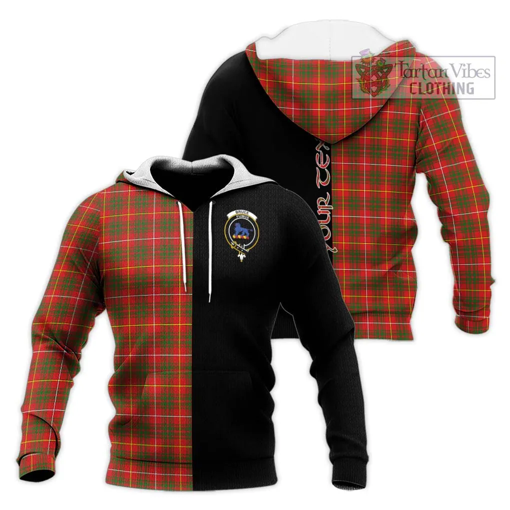 Bruce Modern Tartan Knitted Hoodie with Family Crest and Half Of Me Style