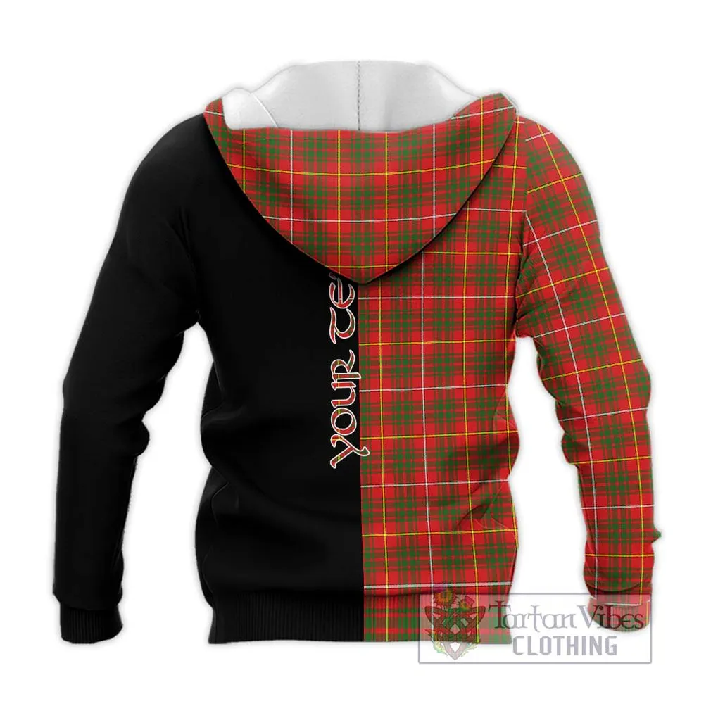 Bruce Modern Tartan Knitted Hoodie with Family Crest and Half Of Me Style