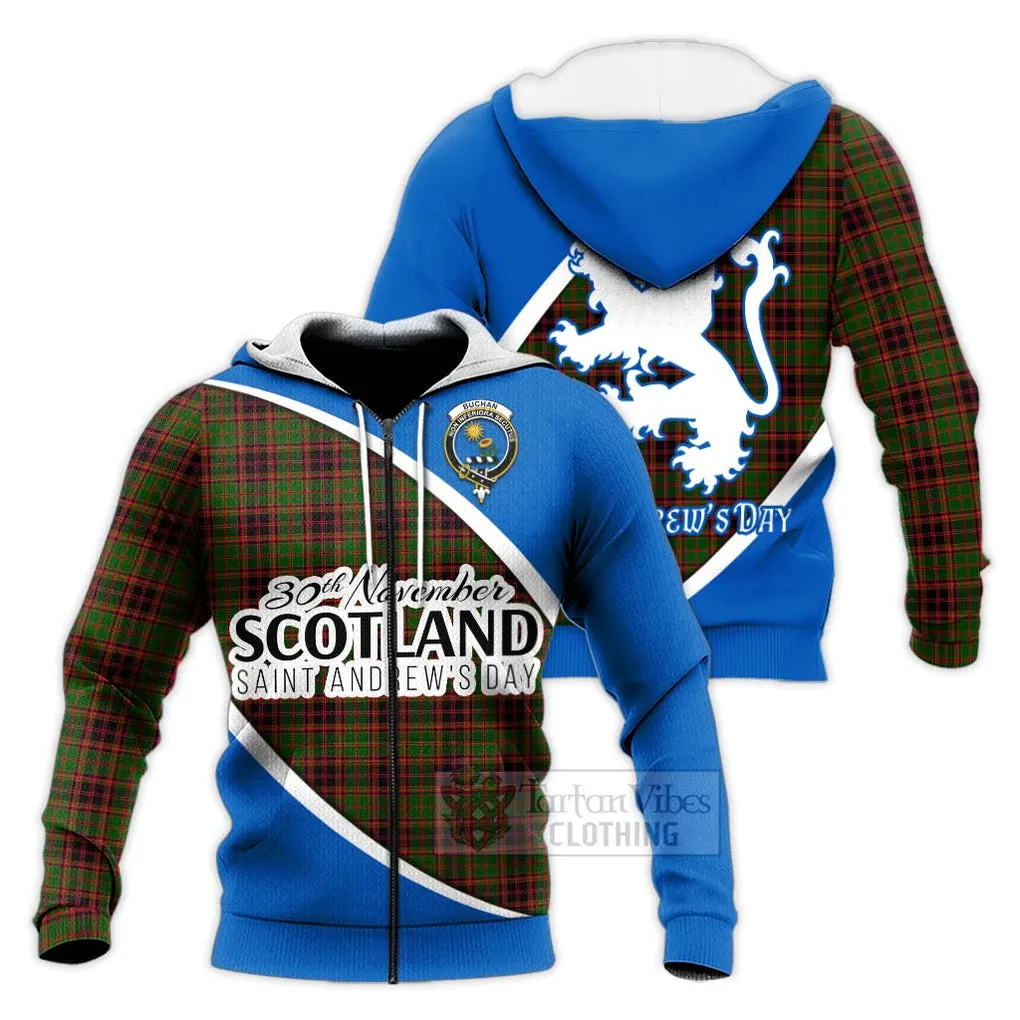 Buchan Family Crest Tartan Knitted Hoodie Celebrate Saint Andrew's Day in Style