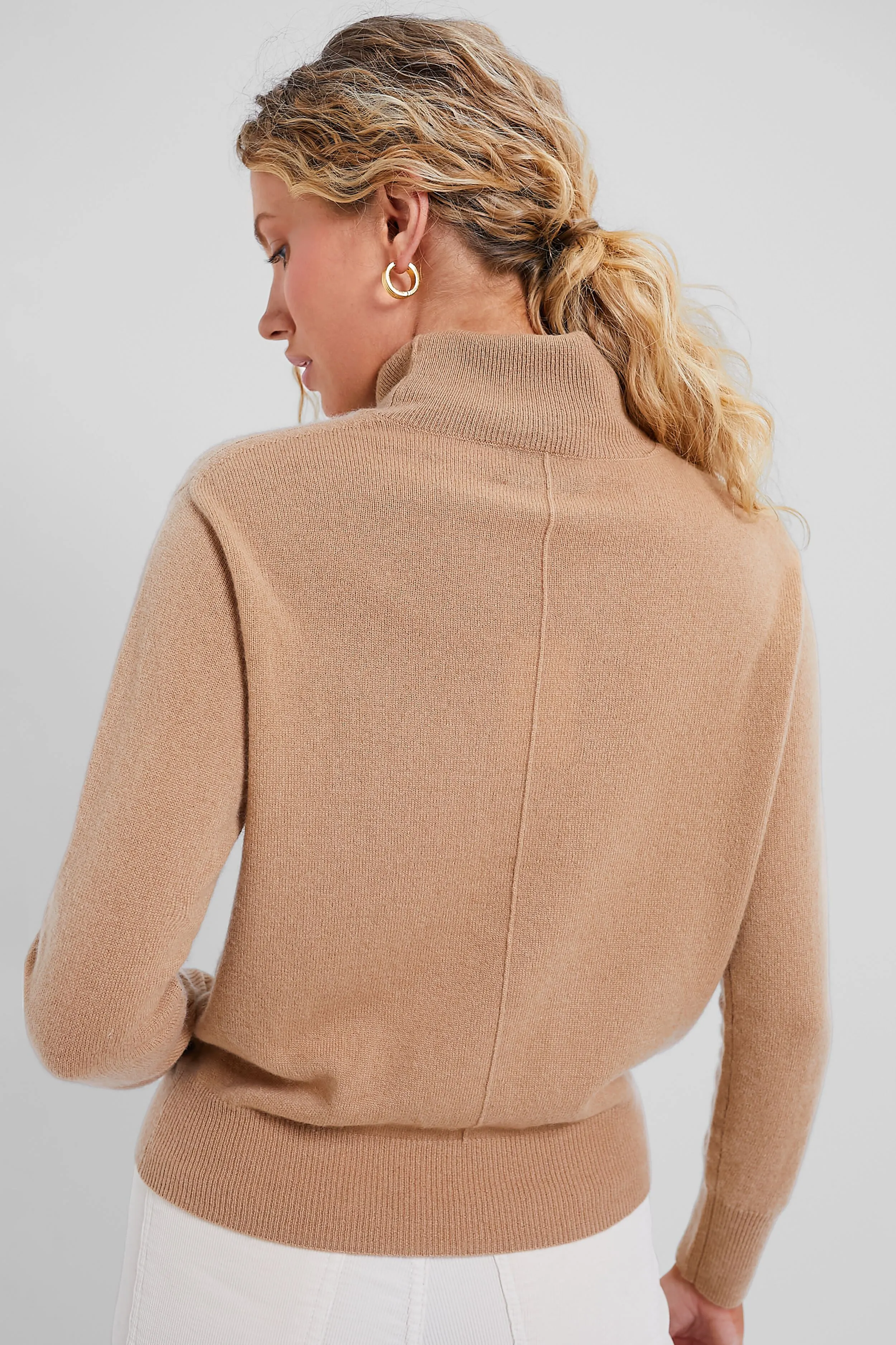 Camel Cashmere Turtleneck Sweater