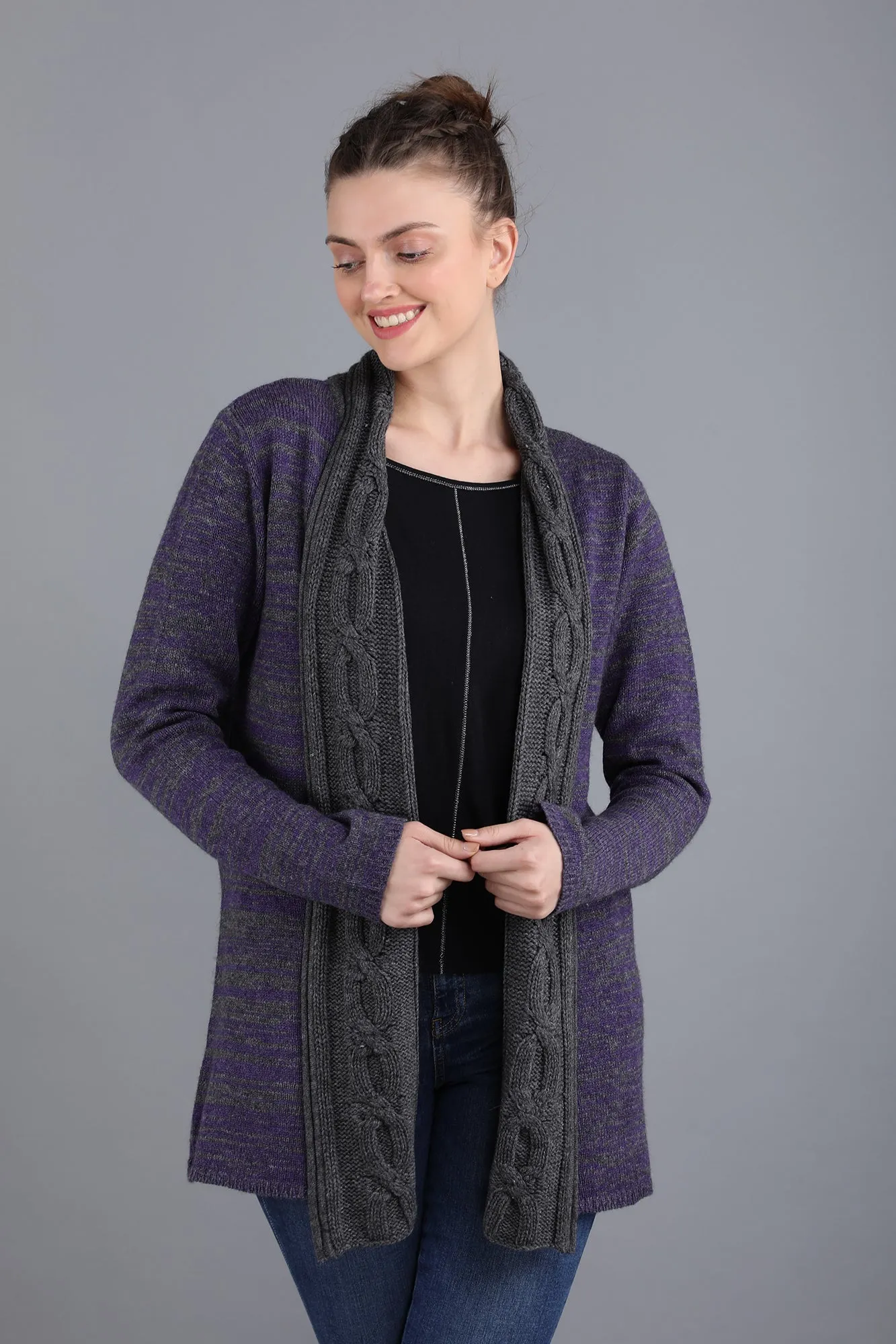 Cashmere Cardigan Coat Purple