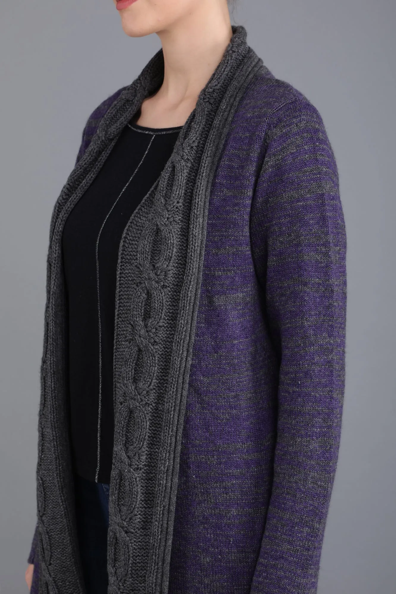 Cashmere Cardigan Coat Purple