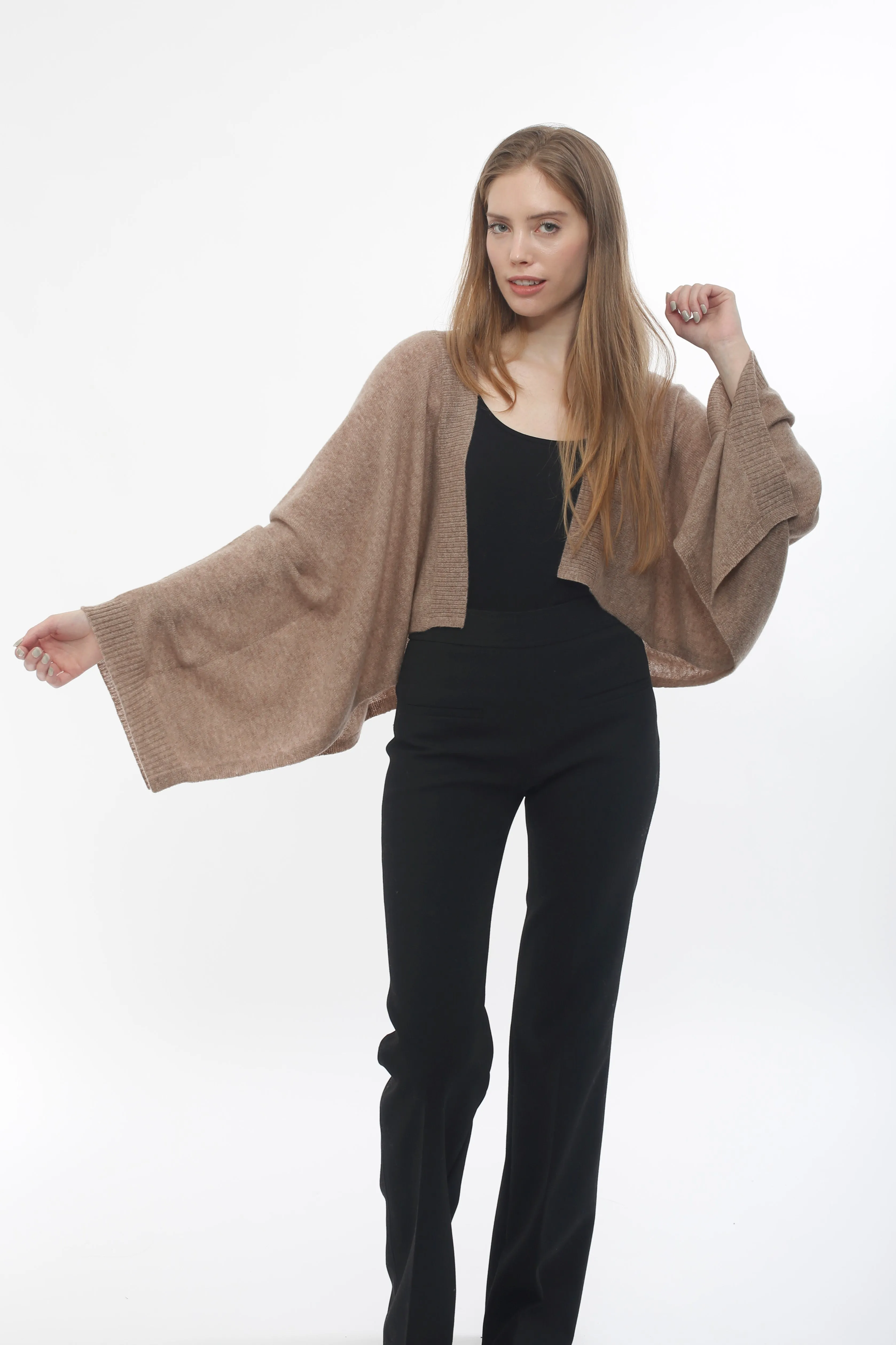 Cashmere Long Sleeve Cropped Cardigan