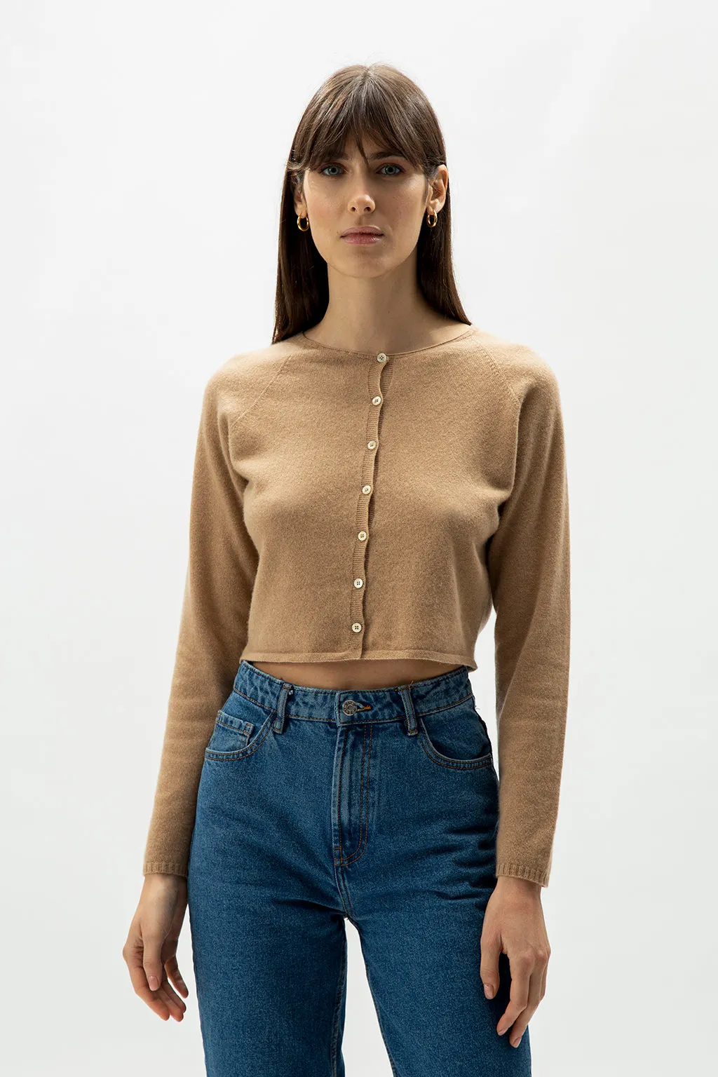 CASHMERE MIX CROPPED CARDIGAN