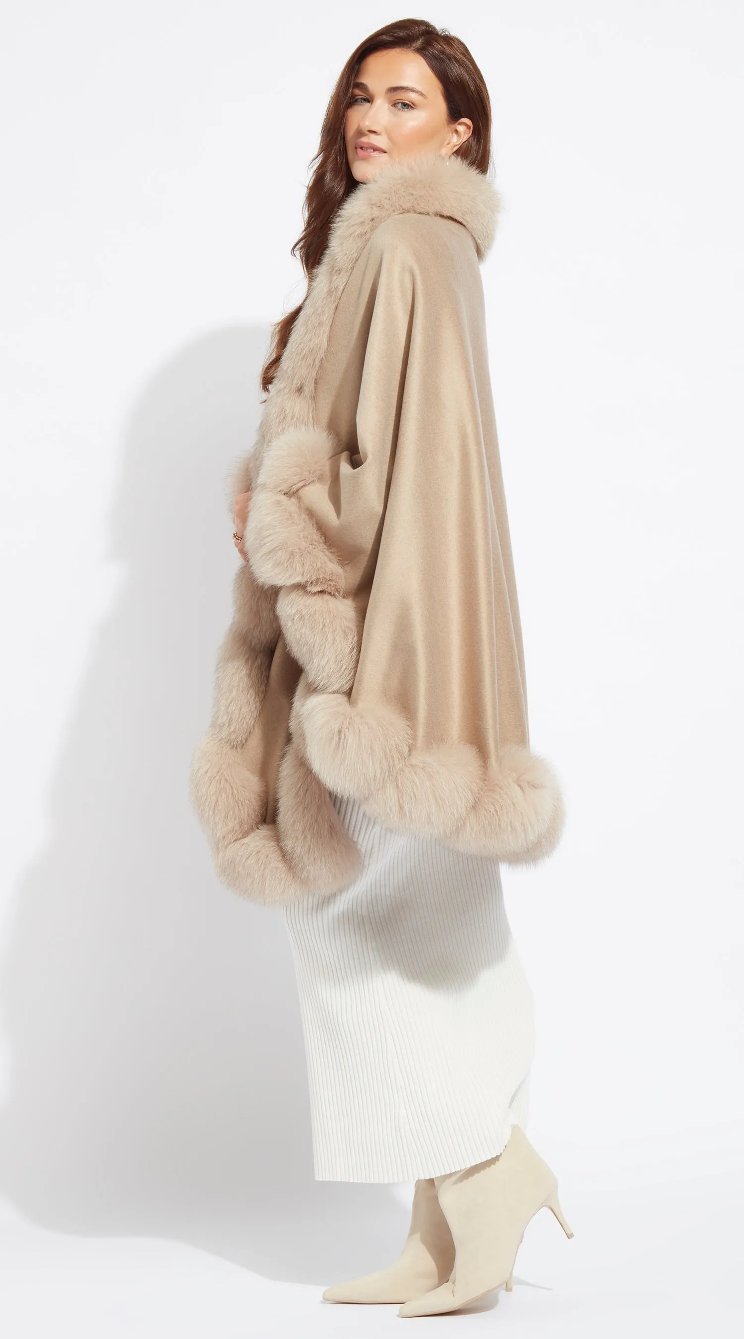 Cashmere Spiral Cape - Beige