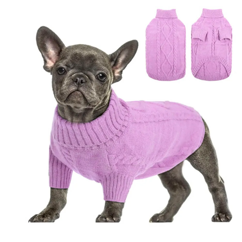 Chunky Knit Turtleneck Dog Sweater - Classic and Cozy