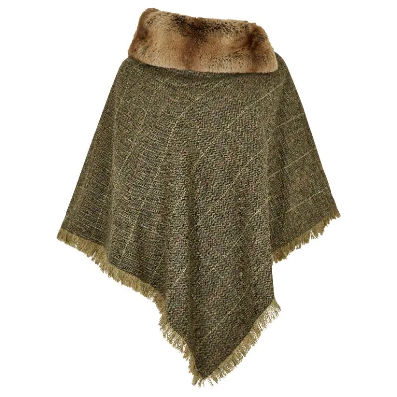 Dubarry Silverfir Ladies Tweed Poncho - Thistle