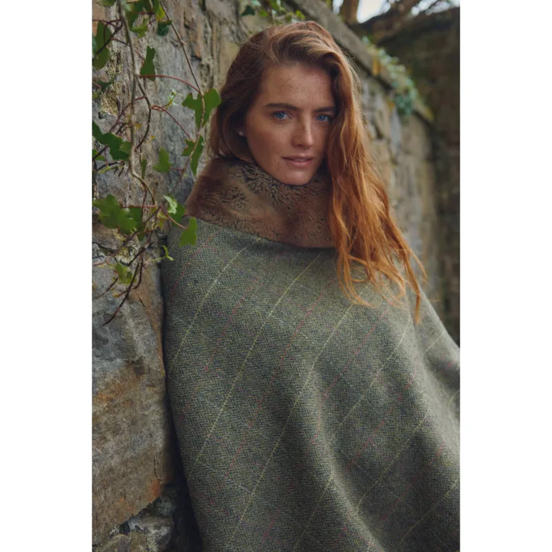 Dubarry Silverfir Ladies Tweed Poncho - Thistle