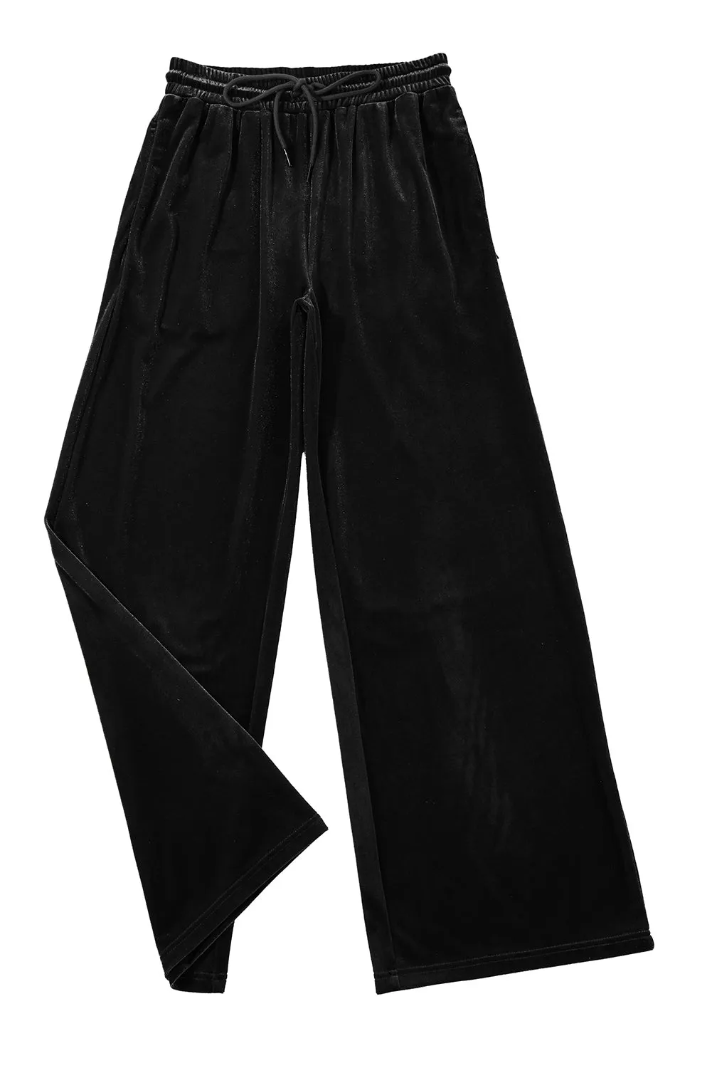 Evergreen Solid Drawstring Waist Wide Leg Pants