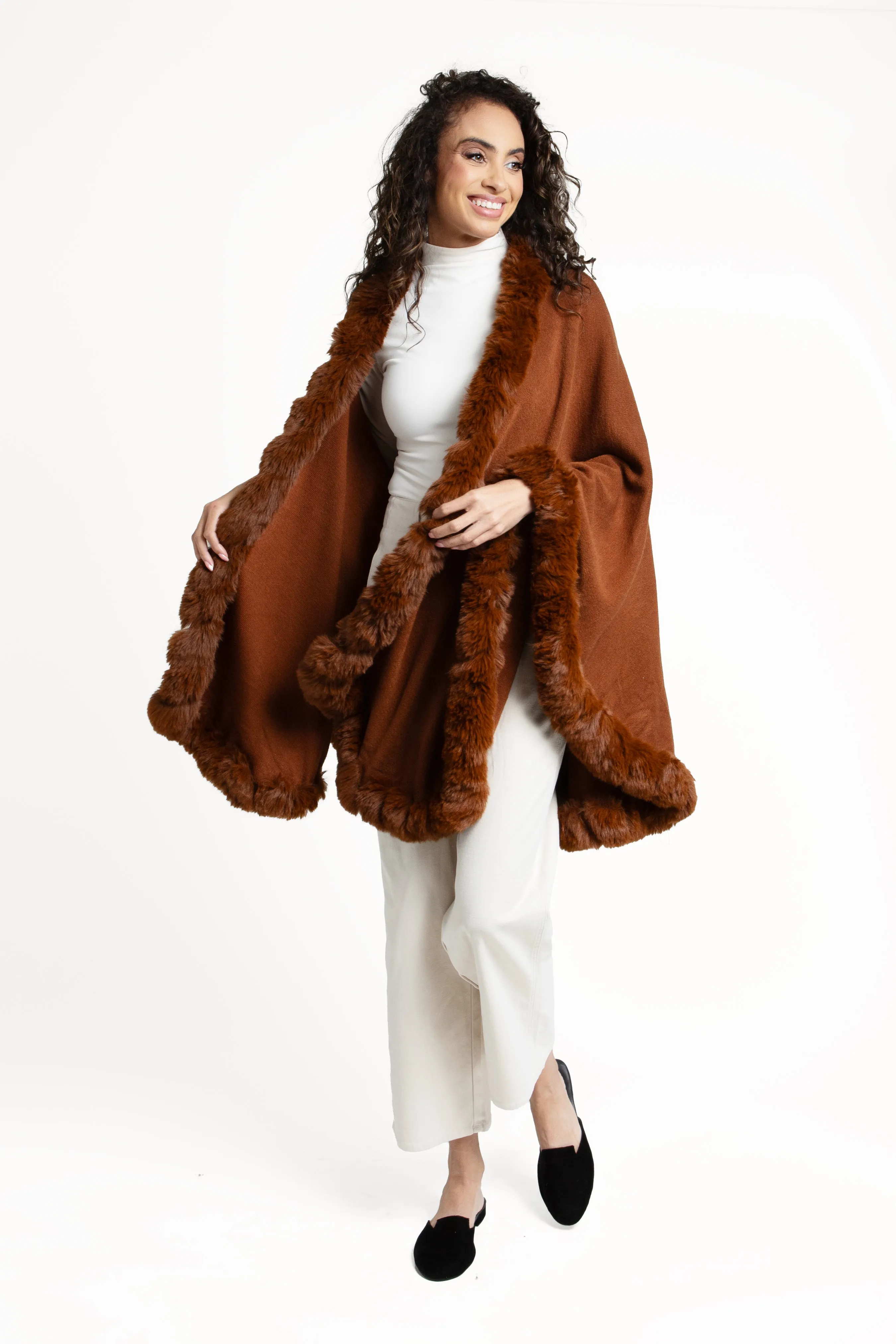 Faux Fur Cape Kimono