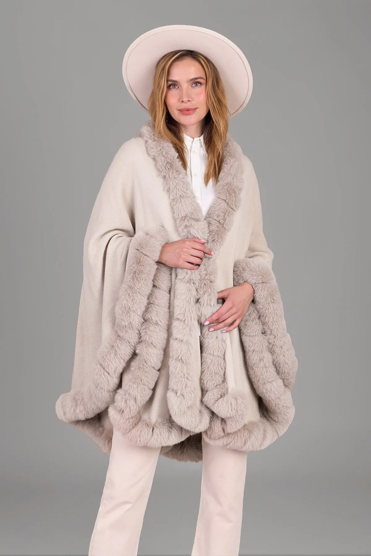 Faux Fur Cape Kimono