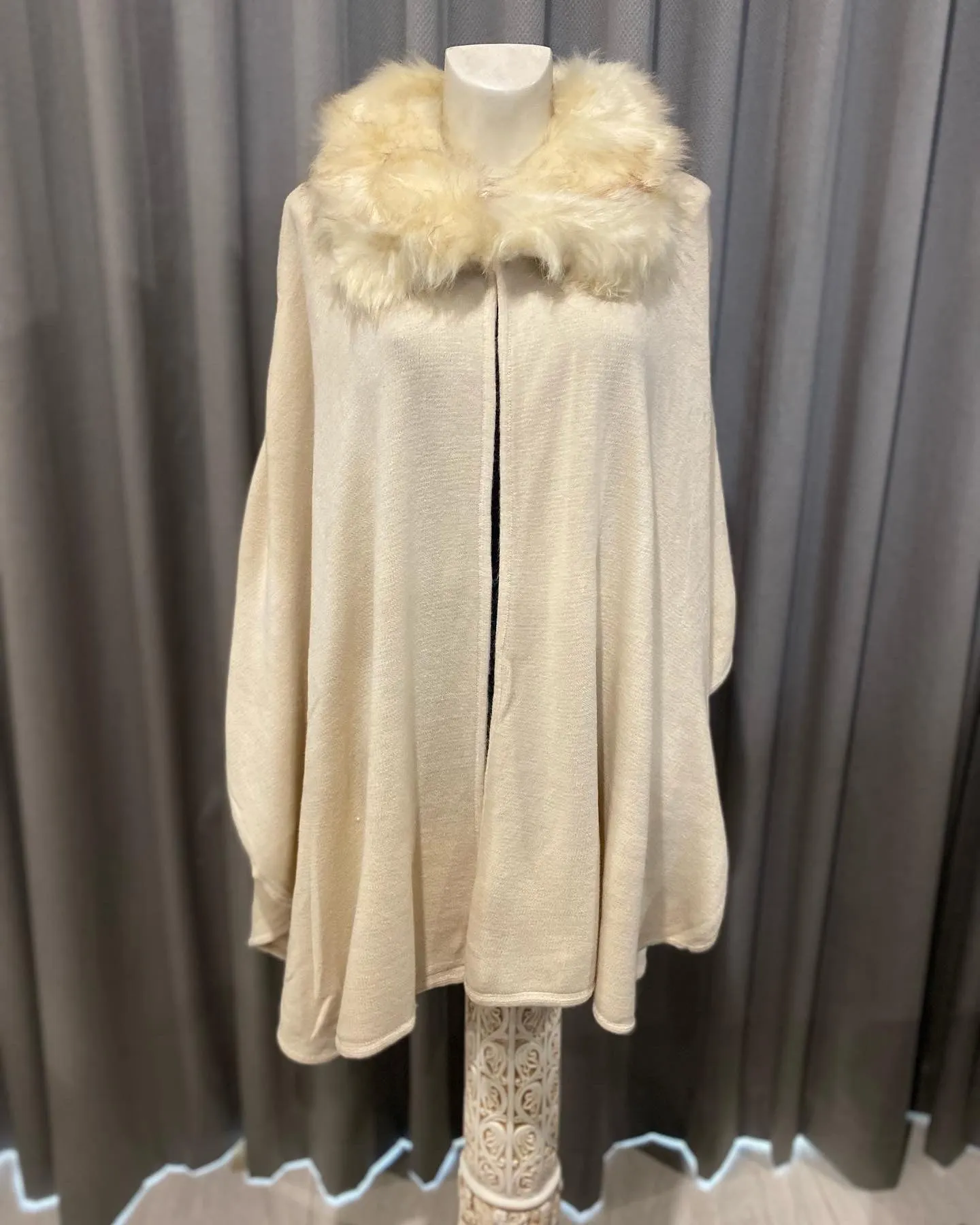 Faux Fur Wrap Coat Poncho Free Size