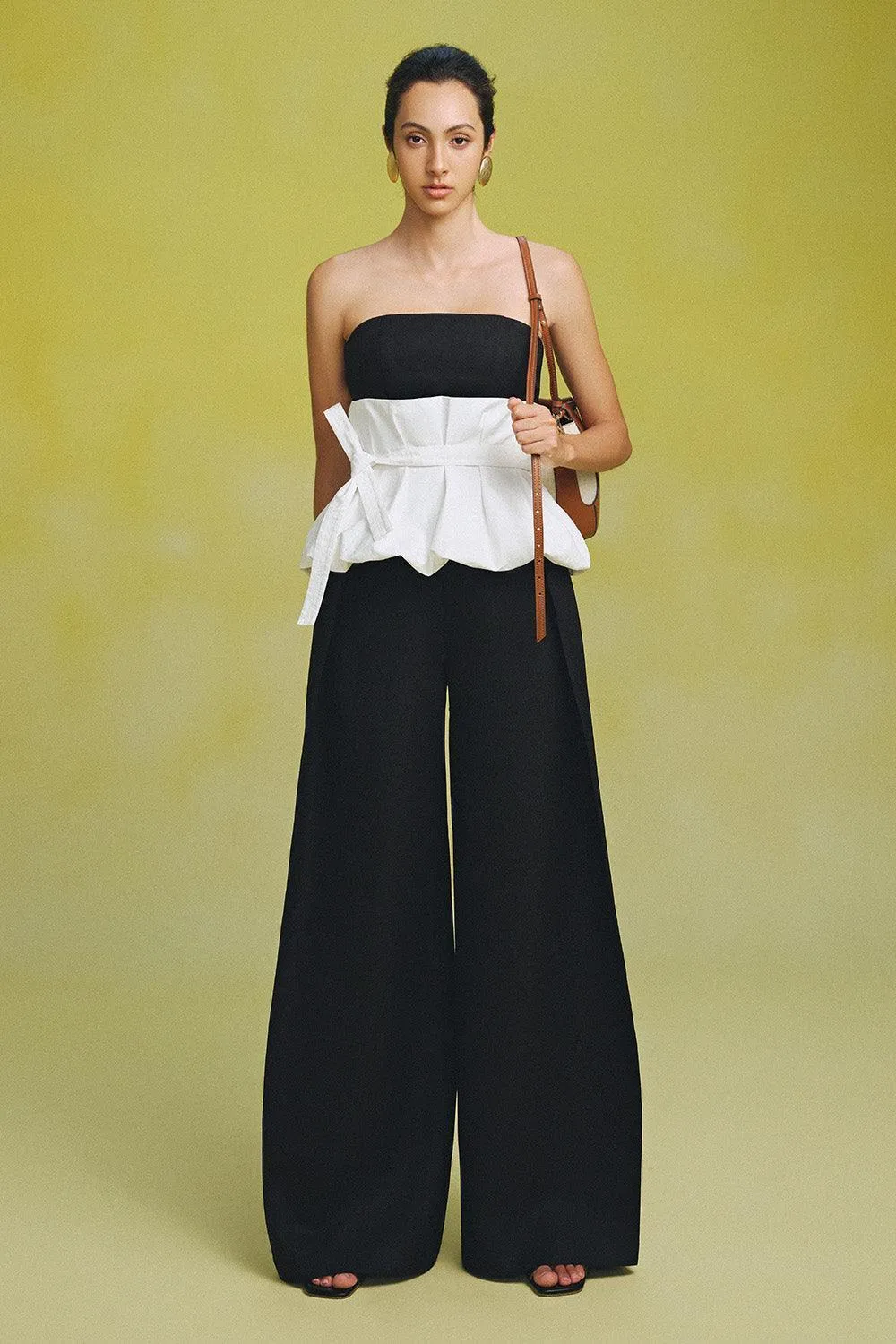 Giang Cocoon Wide Leg Ribbed Velvet Floor Length Pants