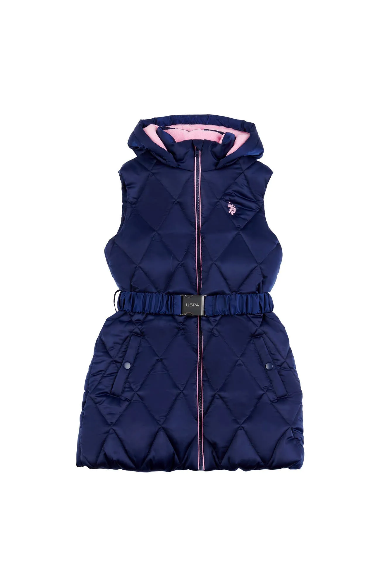 Girls Longline Puffer Gilet in Medieval Blue