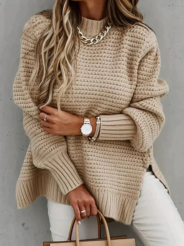 Half High Collar Pure Color Thick Pullover Chunky Sweater