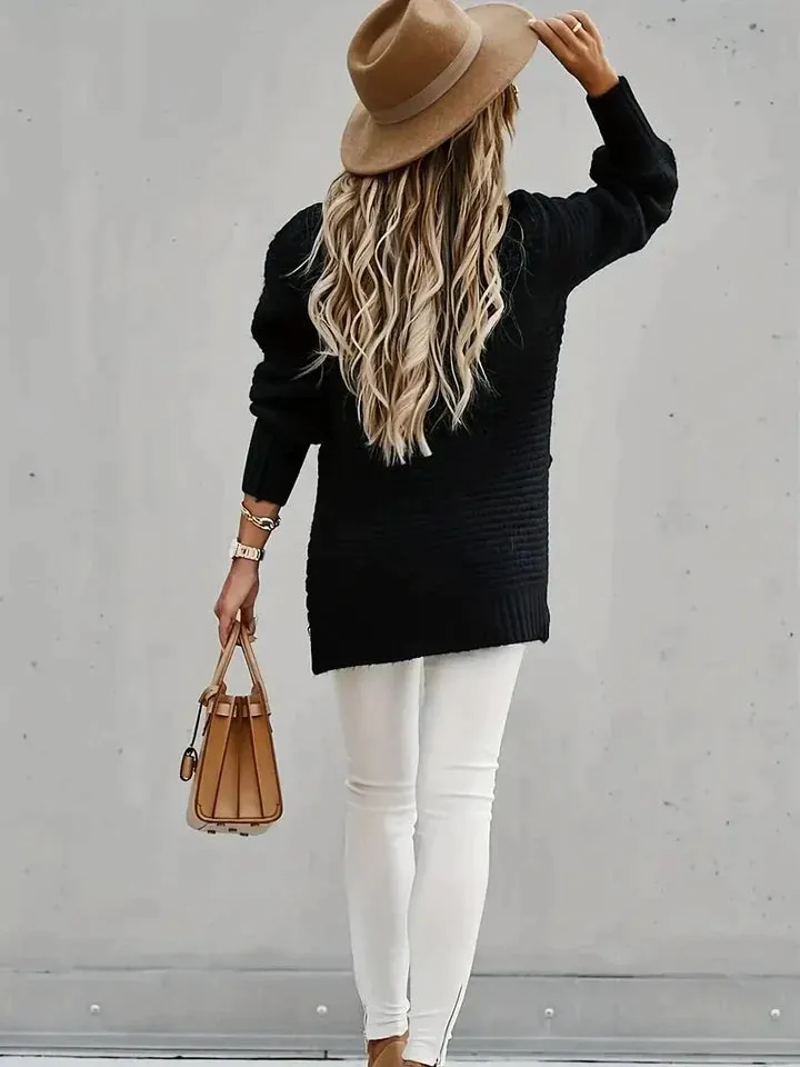 Half High Collar Pure Color Thick Pullover Chunky Sweater