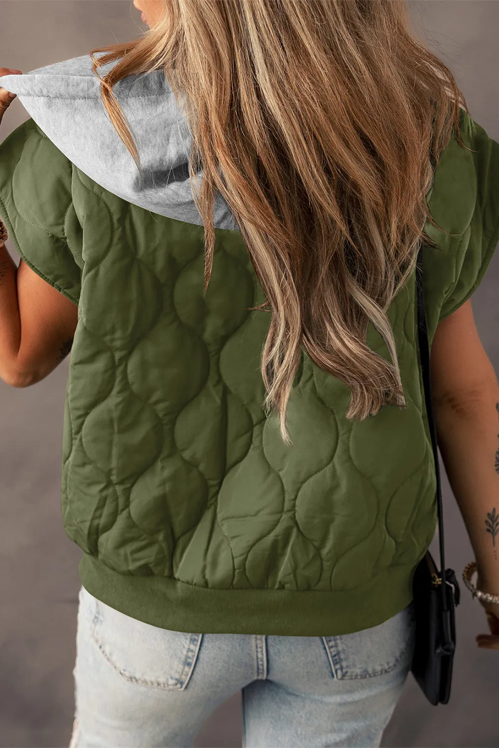 Harlow Quilted Hooded Zip Up Puffer Vest