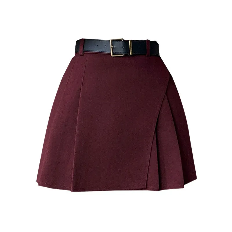 Hnzxzm black skirt outfit fall Woolen Short Skirt for Women 2024 Winter Woolen A- line Skirt High Waist Anti-Exposure Shorts Pleated Skirt for Women